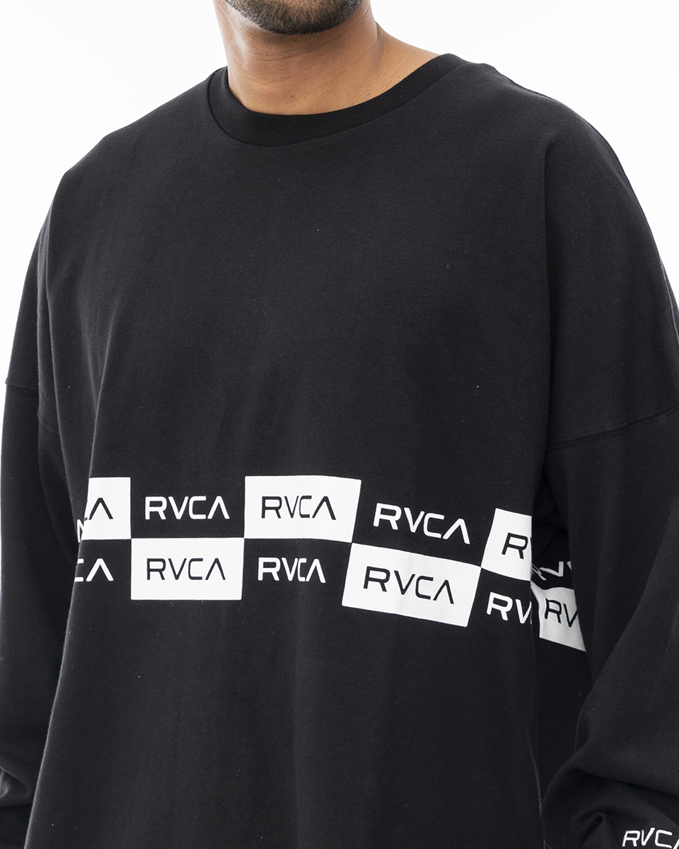 RVCA 黒ラインテープロンT ベージュSトップス